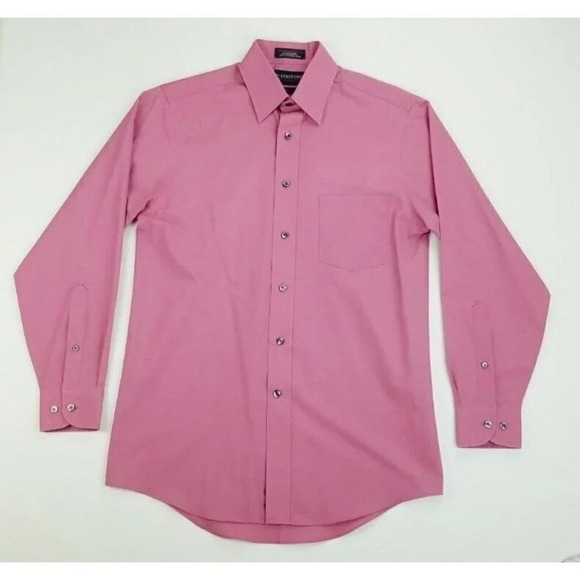 Stafford Classic Fit Size 14.5 32-33 Men's Magenta Long Sleeve The Super Shirt - Picture 1 of 6